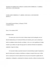 LEGISLACION COMERCIAL Y LABORAL APLICADA A LOS NEGOCIOS. Página 1