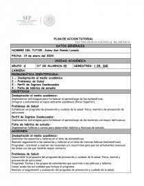 PLAN DE ACCION TUTORIAL. Página 1