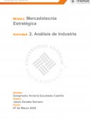 Mercadotecnia Estratégica Actividad: 2. Análisis de Industria
