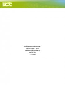 Modelo de Programación Lineal. Investigación de Operaciones. Página 1