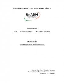ACTIVIDAD 2 ¨ Variables y modelos macroeconómicos ¨. Página 1