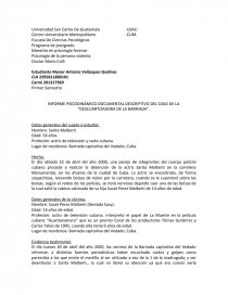 INFORME PSICODINÁMICO DOCUMENTAL DESCRIPTIVO DEL CASO DE LA “DESCUARTIZADORA DE LA BARRIADA”. Página 1