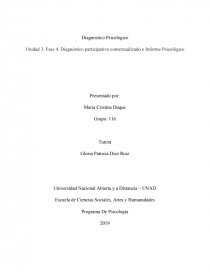 Diagnóstico participativo contextualizado e Informe Psicológico. Página 1