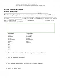 EXAMEN II TRIMESTRE ESPAÑOL (sin resp). Página 1