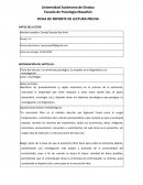 Reporte de lectura de entrevista Piscológica de José Belger