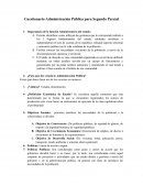 Cuestionario Administración Pública para Segundo Parcial
