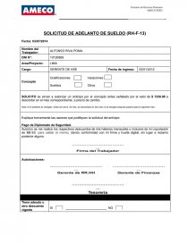 Formato Solicitud De Adelanto Informes Hugo Sifuentes