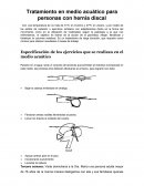 Tratamiento en medio acuático para personas con hernia discal
