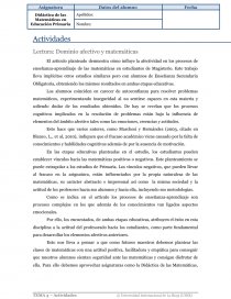 Lectura: Dominio afectivo y matemáticas. Página 1