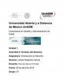 División del Derecho Asignatura: Introducción al Derecho