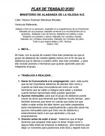 PLAN DE TRABAJO 2020 MINISTERIO DE ALABANZA DE LA IGLESIA . - Síntesis - Herson23 PLAN DE TRABAJO 2020 MINISTERIO DE ALABANZA DE LA IGLESIA . - Síntesis - Herson23