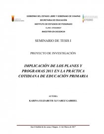 IMPLICACIÓN DE LOS PLANES Y PROGRAMAS 2011 EN LA PRÁCTICA COTIDIANA DE EDUCACIÓN PRIMARIA. Página 1