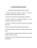 La educación inclusiva. Acciones a realizar en el salon de clases