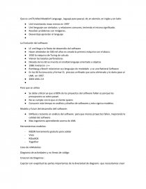 Que es uml?Unifed Modelinf Language , lenguaje para pascal, c#, en alemán, en ingles y en latin. Página 1