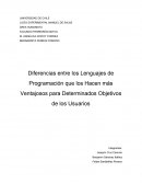 Diferencias entre los Lenguajes de Programación que los Hacen más Ventajosos para Determinados Objetivos de los Usuarios
