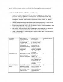 Lección 9 del libro de texto: Lectura y análisis del significado explícito del texto: evaluación. Página 1