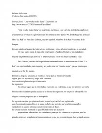 Informe de lectura (una botella medio llena). Página 1