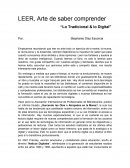 LEER, Arte de saber comprender “Lo Tradicional & lo Digital”