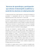 Barreras de aprendizaje y participación que afectan el desempeño académico y social de los alumnos en edad preescolar