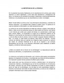 LA IMPORTANCIA DE LA CRONICA