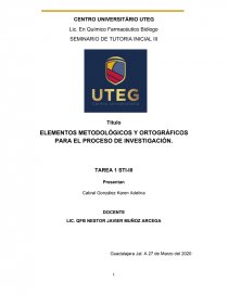 ELEMENTOS METODOLÓGICOS Y ORTOGRÁFICOS PARA EL PROCESO DE INVESTIGACIÓN. Página 1