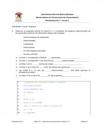 Taller 7 programa escrito en Visual C  . Página 1