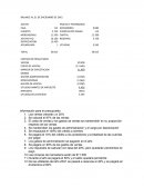 Ejercicio finanzas. BALANCE AL 31 DE DIICIEMBRE