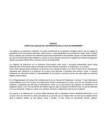 ENSAYO “ASPECTOS LEGALES DE LOS REGISTROS EN LA HOJA DE ENFERMERÍA”. Página 1