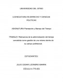 Relevancia de la administración del tiempo concebida como gestión de uno mismo dentro de su campo profesional