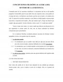 CONCEPCIONES FILOSÓFICAS ACERCA DEL SENTIDO DE LA EXISTENCIA