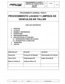 PROCEDIMIENTO LAVADO Y LIMPIEZA DE VEHICULOS EN TALLER