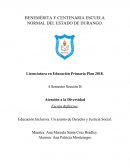 Atención a la Diversidad Escrito Reflexivo: Educación Inclusiva. Un asunto de Derecho y Justicia Social