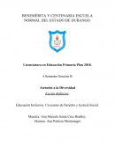 Atención a la Diversidad Escrito Reflexivo: Educación Inclusiva. Un asunto de Derecho y Justicia Social