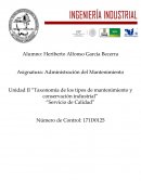 Taxonomía de los tipos de mantenimiento y conservación industrial Servicio de Calidad