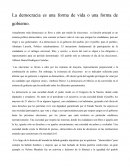 ENSAYO DE LA DEMOCRACIA COMO FORMA DE VIDA O FORMA DE GOBIERNO