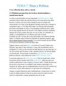 Ética y Política. 1-La reflexión ética; ética y moral