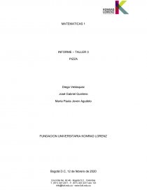 MATEMATICAS 1 INFORME – TALLER 3. Página 1