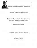 Resolución de un problema de mantenimiento preventivo mediante el método Cramer