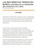 LAS MAS REMOTAS TIERRAS DEL MUNDO: HISTORIA DE LA FRONTERA DEL PACÍFICO (1573-1687)