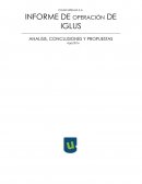 INFORME DE OPERACIÓN DE IGLUS ANALISIS, CONCLUSIONES Y PROPUESTAS