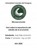 Importancia del estudio de la Economía