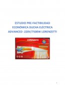 ESTUDIO PRE-FACTIBILIDAD ECONÓMICA DUCHA ELÉCTRICA