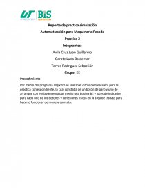 Reporte de practica simulación . Automatización para Maquinaria Pesada. Página 1