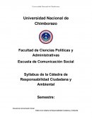 Syllabus de la Cátedra de Responsabilidad Ciudadana y Ambiental