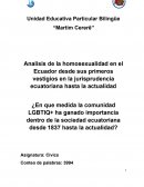 Analisis de la homosexualidad en el Ecuador desde sus primeros vestigios en la jurisprudencia ecuatoriana hasta la actualidad