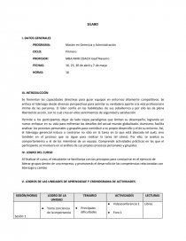 Silabo. PROGRAMA: Master en Gerencia y Administración. Página 1