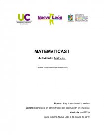 MATEMATICAS I Actividad 8: Matrices. Página 1