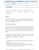 Actividad Estudio del marco legal y normativo para la implantación de firma electrónica cualificada