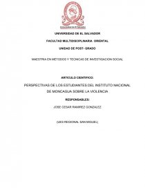 PERSPECTIVAS DE LOS ESTUDIANTES DEL INSTITUTO NACIONAL DE MONCAGUA SOBRE LA VIOLENCIA. Página 1