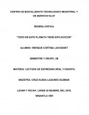 RESEÑA CRITICA “TODO EN ESTE PLANETA TIENE EXPLICACION”